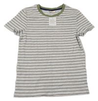Nové - Šedo-khaki pruhované tričko Kids