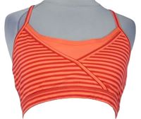 Dámský oranžovo-červený pruhovaný crop sportovní funkční top 
