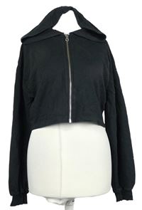 Dámská černá crop propínací mikina s kapucí Asos 