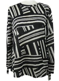 Dámske čierno-sivé vzorované úpletové tričko Roman