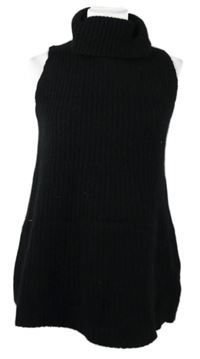 Dámska čierna svetrová vlnená vesta s rolákom Next