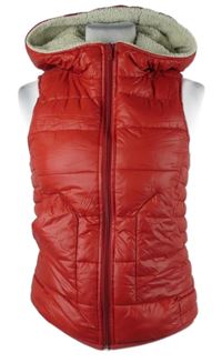 Dámská červená šusťáková zateplená vesta s kapucí Only 