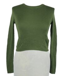 Dámsky khaki rebrovaný crop sveter H&M