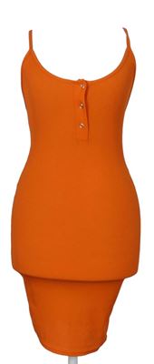 Dámske oranžové rebrované šaty PrettyLittle Thing