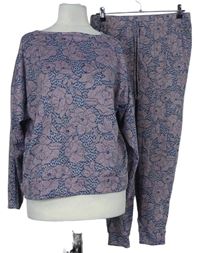 Dámske ružovo-modré kvetované pyžama Nutmeg