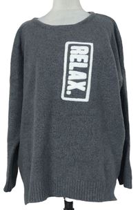Dámsky sivý vlnený sveter s nápisom SimpleBe