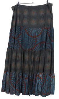 Dámská šedo-modro-hnědá vzorovaná midi sukně Thom 