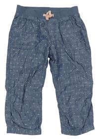 Modré vzorované plátenné capri nohavice H&M