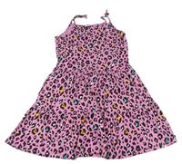 Růžové bavlněné šaty s leopardím vzorem Matalan