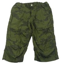 Khaki plátěné capri kalhoty s flíčky Dopodopo