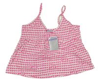 Bielo-ružový crop top so srdiečkami zn. Tammy