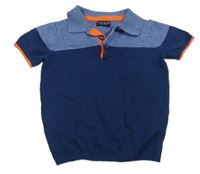 Modro-tmavomodré pletené polo tričko Next