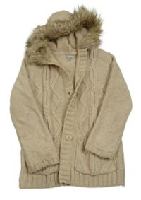 Béžový prepínaci sveter s kapucňou