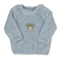 Svetlomodrá chlpatá mikina s medvedíkom Little Nutmeg