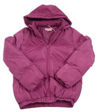 Fuchsiová šusťáková zimní bunda s kapucí Board angels