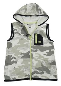 Bielo-sivo-béžová army tepláková prepínaci vesta s kapucňou F&F