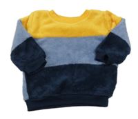 Žlto-modrá chlpatá mikina Ergee