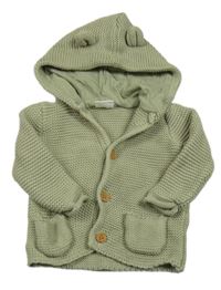 Khaki propínací svetr s kapucí Next