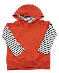 Červeno-pruhovaná mikina s kapucňou Matalan