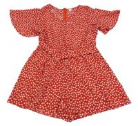 Červený květinový kraťasový overal Shein