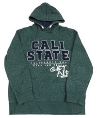 Zeleno-čierna melírovaná mikina s nápisom a kapucňou C&A