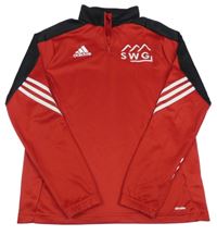 Červeno-černé sportovní funkční mikina Adidas