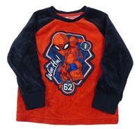 Červeno-tmavomodrá plyšová mikina so Spidermanem C&A