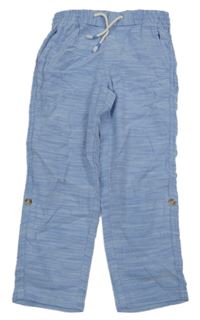 Světlemodré melírované plátěné rolovací kalhoty H&M