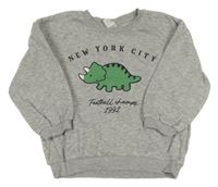 Svetlosivá melírovaná crop mikina s dinosaurami H&M