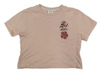 Svetloružové crop tričko s potlačou Puma