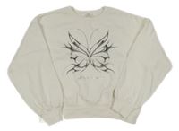 Biela crop mikina s motýlom H&M