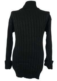 Dámský černý žebrovaný dlouhý svetr s rolákem