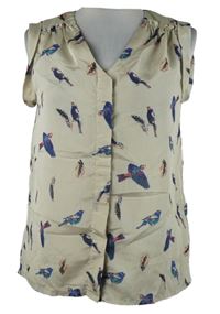 Dámská béžová halenka s ptáčky H&M