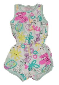 Bílý kraťasový overal s barevnými obrázky So cute