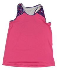 Růžovo-tmavomodrý sportovní top se vzorem Matalan