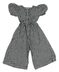 Černo-bílá kostkovaný culottes overal Nutmeg
