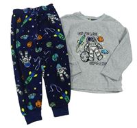 Sivo-tmavomodré fleecové pyžama s kosmonautem Primark