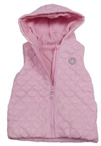 Světlerůžová šusťáková prošívaná zateplená vesta s kapucí  Dunnes Stores