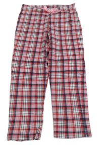 Růžovo-bílo-tmavomodré kostkované pyžamové kalhoty H&M