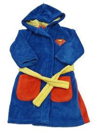 Modro-červený chlupatý župan s kapucí - Superman M&S