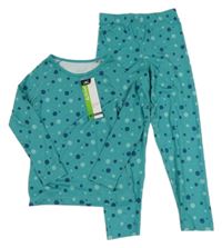 Nové - 2 set - zelené puntíkaté thermo triko + thermo legíny Crane