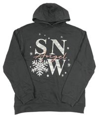 Antracitová mikina s nápisem a kapucí Primark