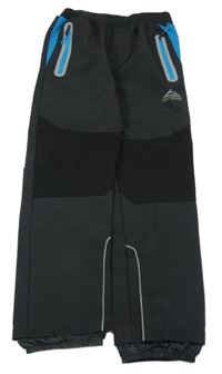 Antracitové softshellové kalhoty s modrými zipy Kugo