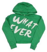 Zelená crop mikina s nápisom a kapucňou E-Vie