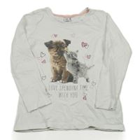 Smotanové tričko so štěňátkem a koťátkem a srdiečkami dopodopo