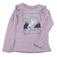 Lila tričko s jednorožcom a nápismi Tu