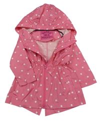 Ružová bodkovaná á šušťáková ľahká parka s kapucňou