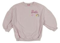 Svetloružová oversize mikina s Barbie