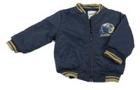 Tmavomodrý šusťákový zateplený bomber s helmou 