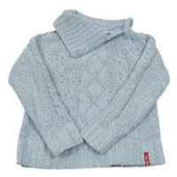 Světlemodro-modrý melírovaný vzorovaný žinylkový sveter s golierom C&A
